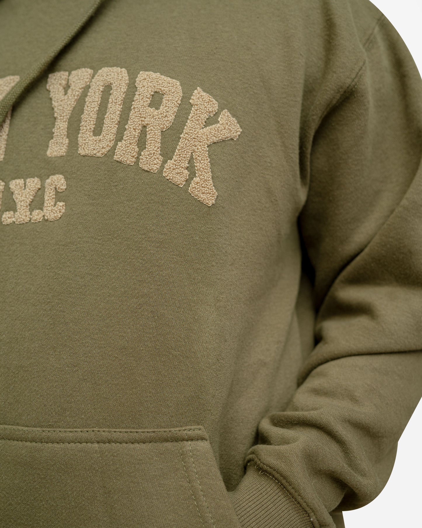 New York Embroidered olive green Pullover Hoodie